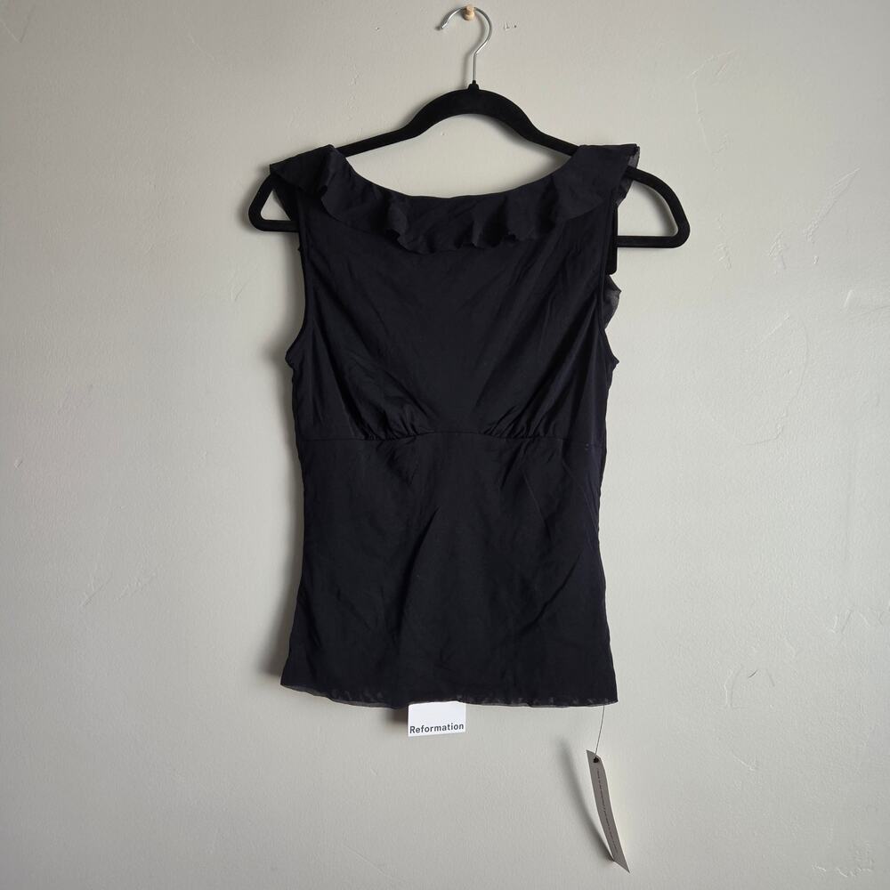 NWT Reformation Black Georgianna Knit Viscose Backless Fitted Top SZ M